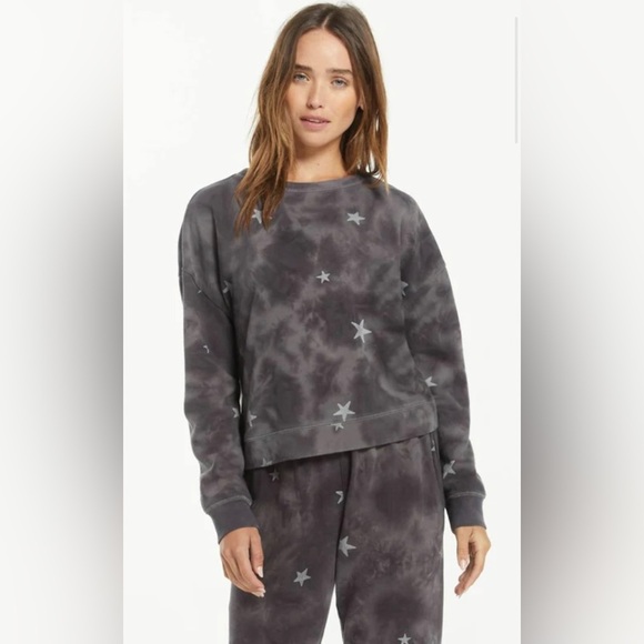 Z Supply Millie Cloud Star Sweater washes black large - Picture 2 of 9